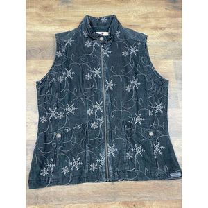 Woolrich Gray Snowflake Corduroy Vest Women's Size‎ Small